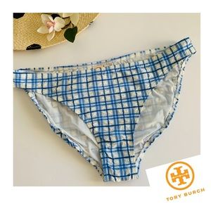 Tory Burch Bikini Bottoms Plaid Hipster Blue
